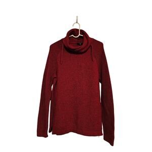 Express Sweater Women's  M Red Knit Cowl Neck Zipper Accent